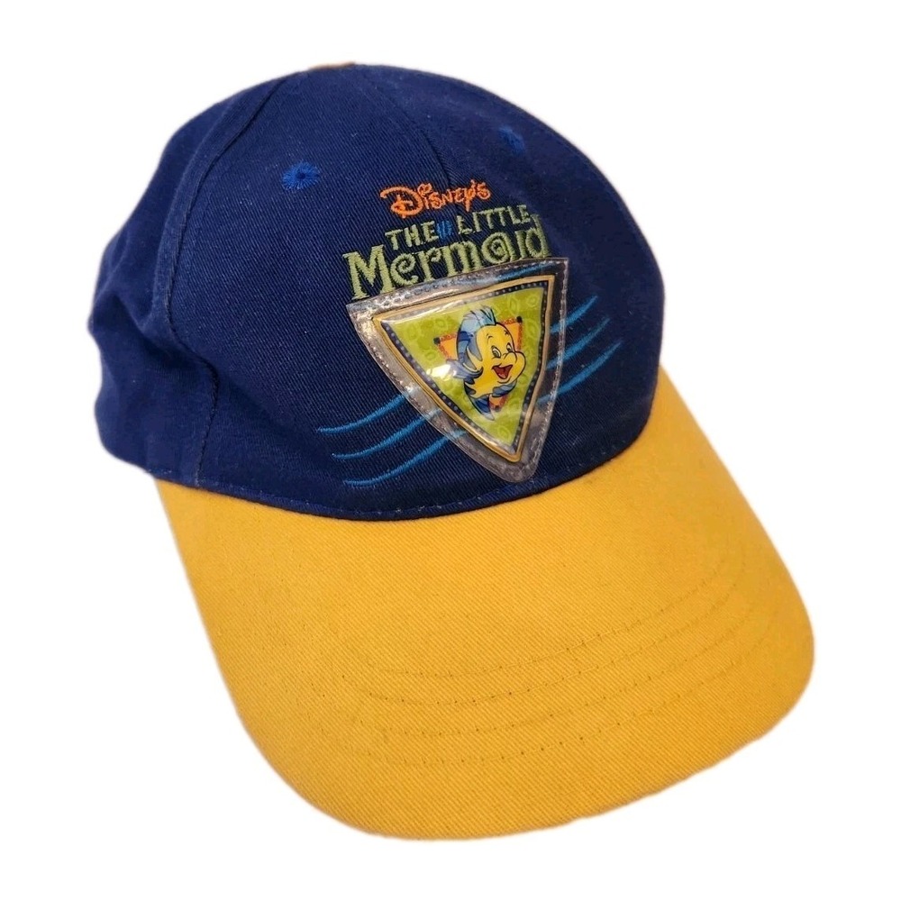 Vtg 90's The Little Mermaid Disney On Ice Flounder Snapback Cap Hat Youth Blue